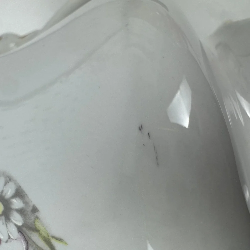 Vtg Valentin Italy Swan Handle Cachepot Planter Floral‎ Porcelain Gold Trim